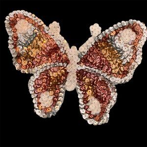 Large Size Sequin Applique Big Beautiful Butterfly 6 x 5.5" Feminine Sew-On NEW